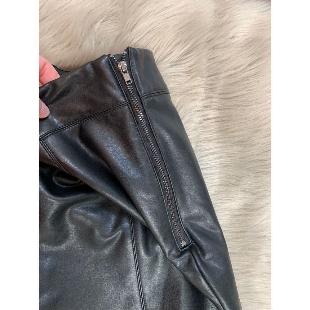 NWT TopShop Black  Faux Leather Pleated Skinny Pull-Up Lined Pants 14 - Picture 5 of 8